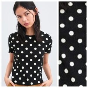 Zara Black Top with White Dots